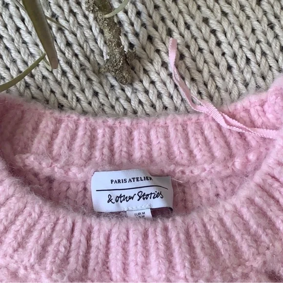 & Other Stories Pink Mohair Eyelet Sweater - Picture 10 of 12